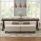 MAYEERTY 78 Rectangular Industrial Dining Table, 6-8 Seater, Heavy-Duty Metal Legs