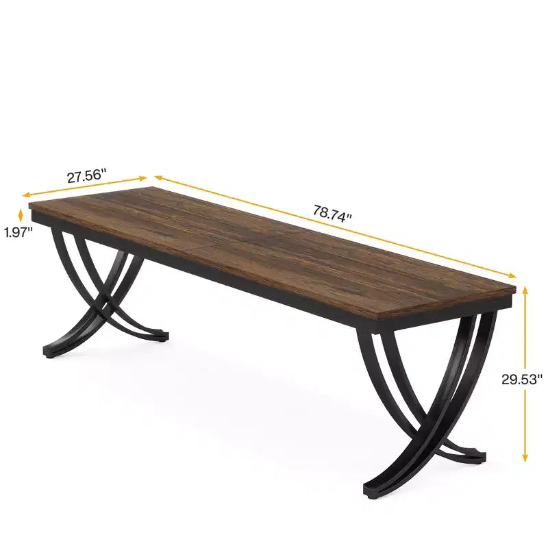Tavolo da pranzo industriale rettangolare da 198 cm, per 6-8 persone, gambe in metallo resistente