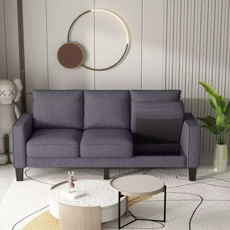 GDFStudio Hodgson Modern 3-Seat Wood and Fabric Upholstered Sofa