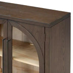 Credenza a 4 ante in stile retrò con vetro ad arco e ripiani regolabili