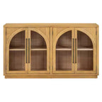 Credenza a 4 ante in stile retrò con vetro ad arco e ripiani regolabili