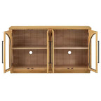 Credenza a 4 ante in stile retrò con vetro ad arco e ripiani regolabili