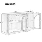 Credenza a 4 ante in stile retrò con vetro ad arco e ripiani regolabili