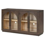 Credenza a 4 ante in stile retrò con vetro ad arco e ripiani regolabili