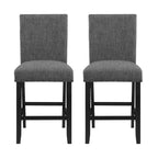 HomeRoots Set of Two 26 Gray and Black Wood and Fabric Counter Height Bar Chairs