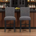 Set di Due Sedie da Bar Altezza Bancone da 66 cm Grigie e Nere in Legno e Tessuto