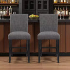Set di Due Sedie da Bar Altezza Bancone da 66 cm Grigie e Nere in Legno e Tessuto