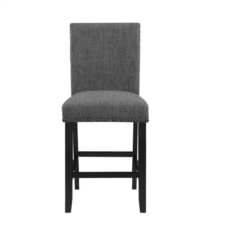 Set di Due Sedie da Bar Altezza Bancone da 66 cm Grigie e Nere in Legno e Tessuto