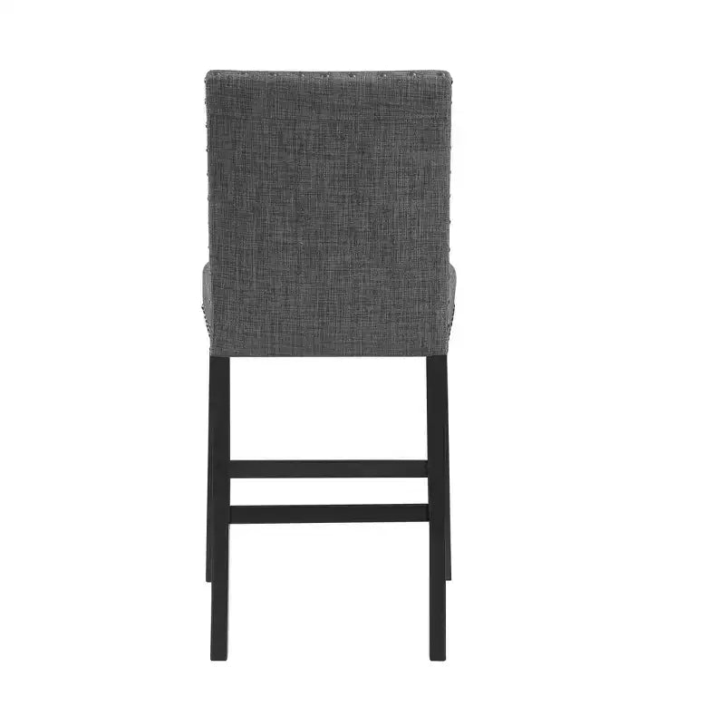 Set di Due Sedie da Bar Altezza Bancone da 66 cm Grigie e Nere in Legno e Tessuto