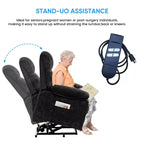 Poltrona reclinabile elettrica in velluto con riscaldamento lombare e massaggio vibrante a 8 punti, Poltrona per anziani