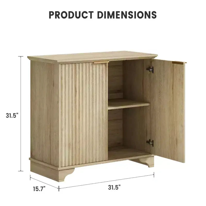 Mobile buffet con ante a listelli, mobile da cucina in stile rustico con ripiani regolabili, moderno mobile bar per la casa, rovere naturale