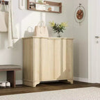 Mobile buffet con ante a listelli, mobile da cucina in stile rustico con ripiani regolabili, moderno mobile bar per la casa, rovere naturale
