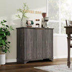Mobile buffet con ante a listelli, mobile da cucina in stile rustico con ripiani regolabili, moderno mobile bar per la casa, rovere naturale
