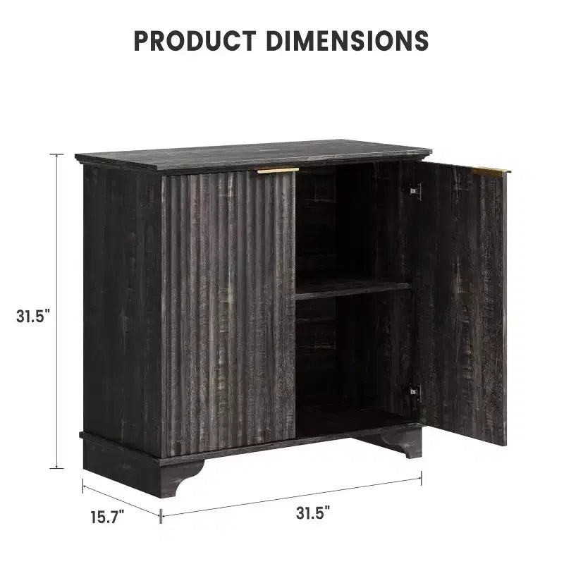 Mobile buffet con ante a listelli, mobile da cucina in stile rustico con ripiani regolabili, moderno mobile bar per la casa, rovere naturale