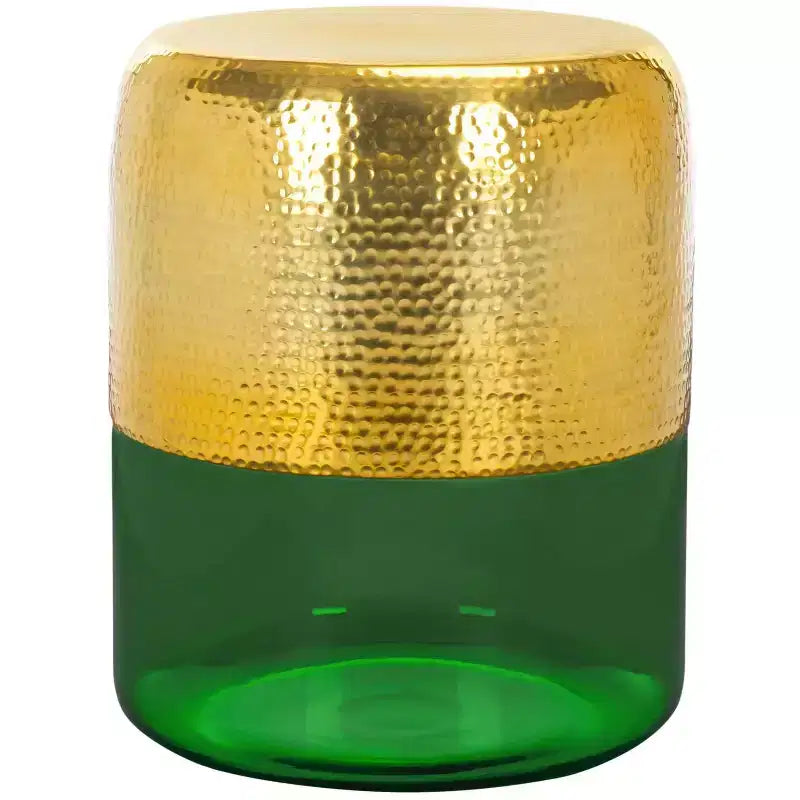 Saanvi Round Accent Table - FOX5530A - Champagne Gold/Green - Safavieh Couture