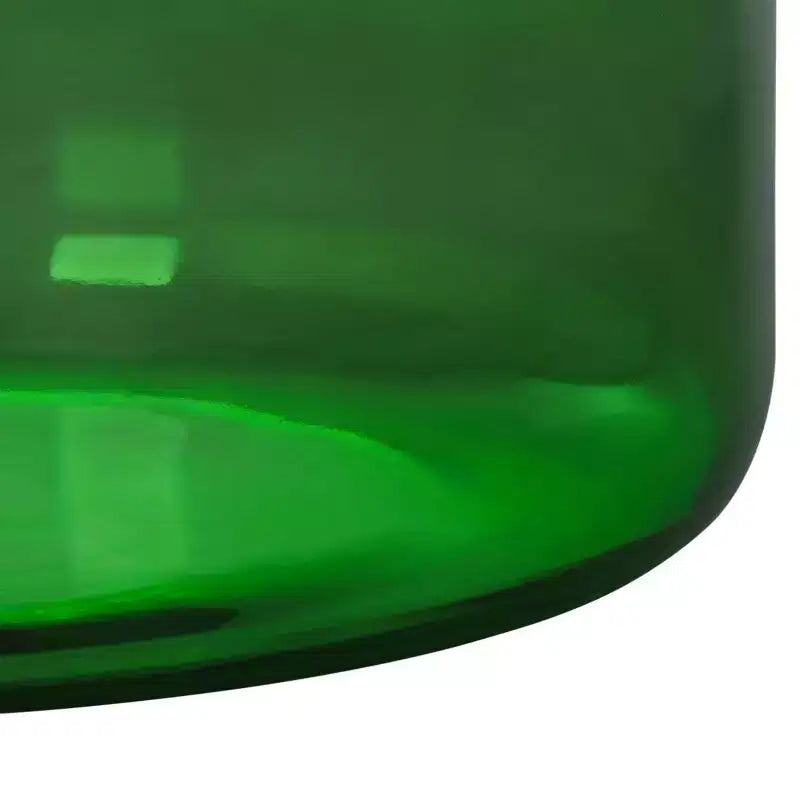 Tavolino rotondo d'appoggio, piano martellato color oro champagne con base in vetro verde