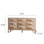 Madia buffet in legno con 3 cassetti e 2 ripiani, 151 cm