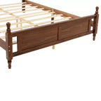 Letto matrimoniale Queen in legno di pino con pediera a pannello, piedini di supporto per sponde laterali, marrone