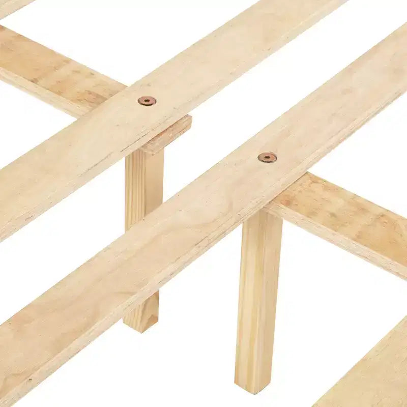 Letto matrimoniale Queen in legno di pino con pediera a pannello, piedini di supporto per sponde laterali, marrone