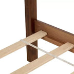 Letto matrimoniale Queen in legno di pino con pediera a pannello, piedini di supporto per sponde laterali, marrone