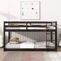 MATEERTY Solid Wooden, Twin Floor Bunk Bed wit Ladder, Upper and Bottom Bed Platforms Crafted with Stregthened Slats Brown