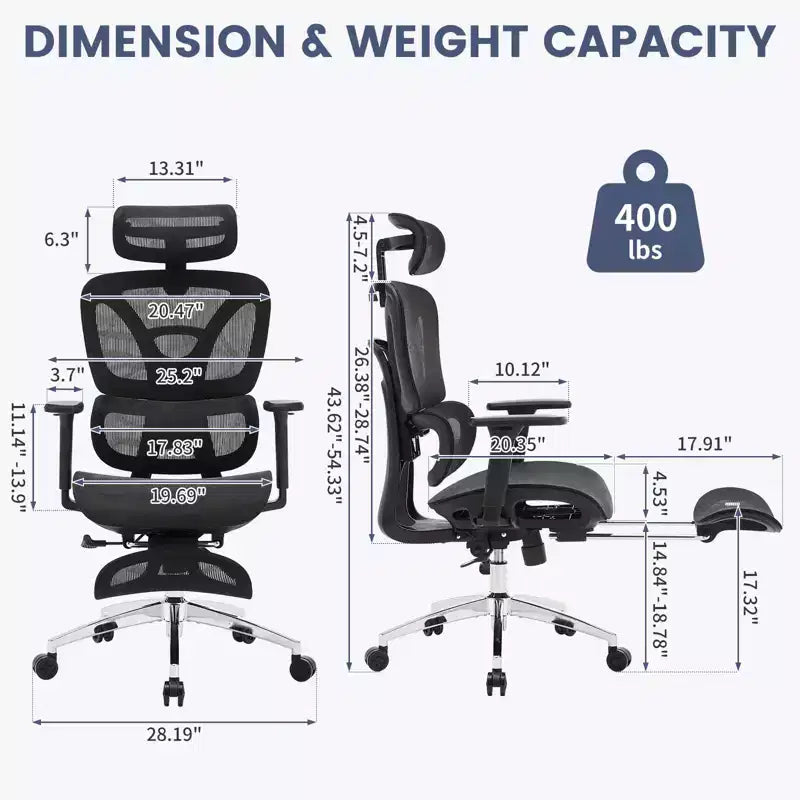 Sedia da ufficio ergonomica, sedia da scrivania ergonomica ad alto schienale con supporto lombare regolabile, sedia da gaming per ufficio con poggiapiedi