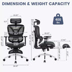 Sedia da ufficio ergonomica, sedia da scrivania ergonomica ad alto schienale con supporto lombare regolabile, sedia da gaming per ufficio con poggiapiedi