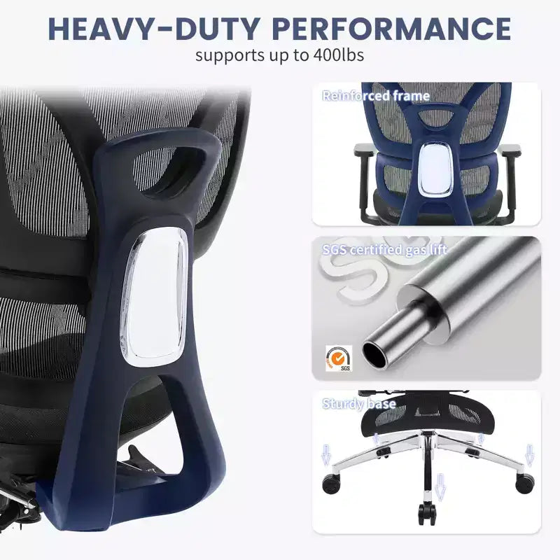 Sedia da ufficio ergonomica, sedia da scrivania ergonomica ad alto schienale con supporto lombare regolabile, sedia da gaming per ufficio con poggiapiedi