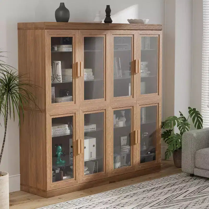 Mobile contenitore libreria con venature del legno per soggiorno, ufficio, camera da letto