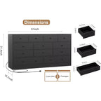Cassettiera a 12 cassetti per camera da letto con presa di corrente, Armadio in legno da 61 pollici per camera da letto, armadio o soggiorno