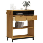 Tavolo da Bar Rettangolare 92x45x110 cm, Tavolo da Pub in Legno Massello di Pino Marrone con Contenitore