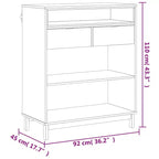 Tavolo da Bar Rettangolare 92x45x110 cm, Tavolo da Pub in Legno Massello di Pino Marrone con Contenitore