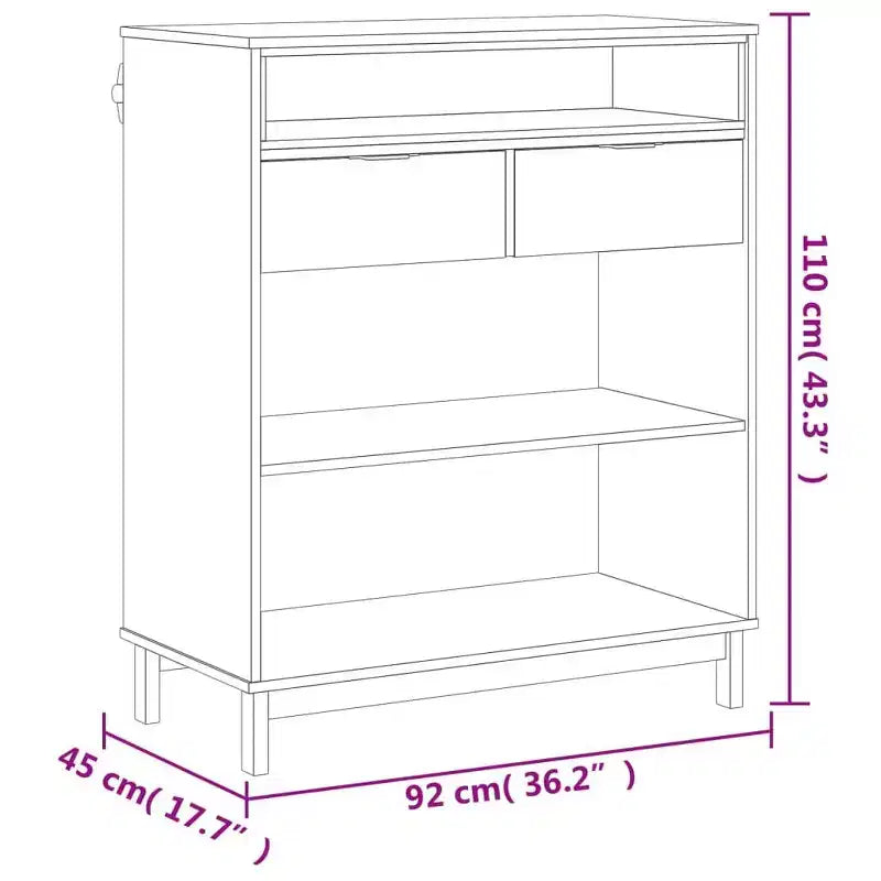 Tavolo da Bar Rettangolare 92x45x110 cm, Tavolo da Pub in Legno Massello di Pino Marrone con Contenitore