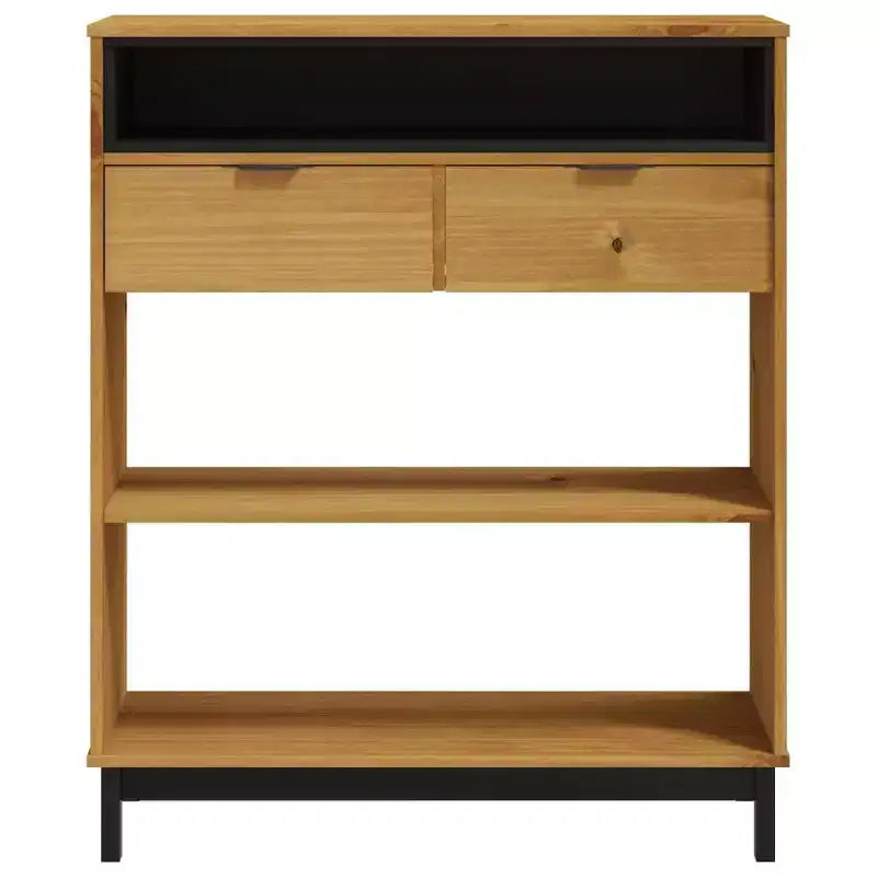 Tavolo da Bar Rettangolare 92x45x110 cm, Tavolo da Pub in Legno Massello di Pino Marrone con Contenitore