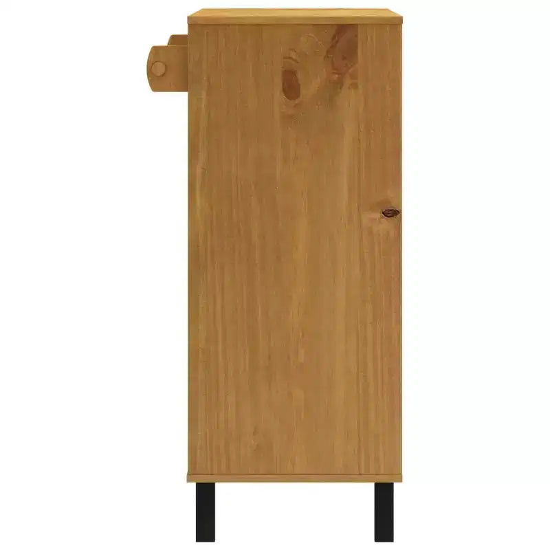 Tavolo da Bar Rettangolare 92x45x110 cm, Tavolo da Pub in Legno Massello di Pino Marrone con Contenitore