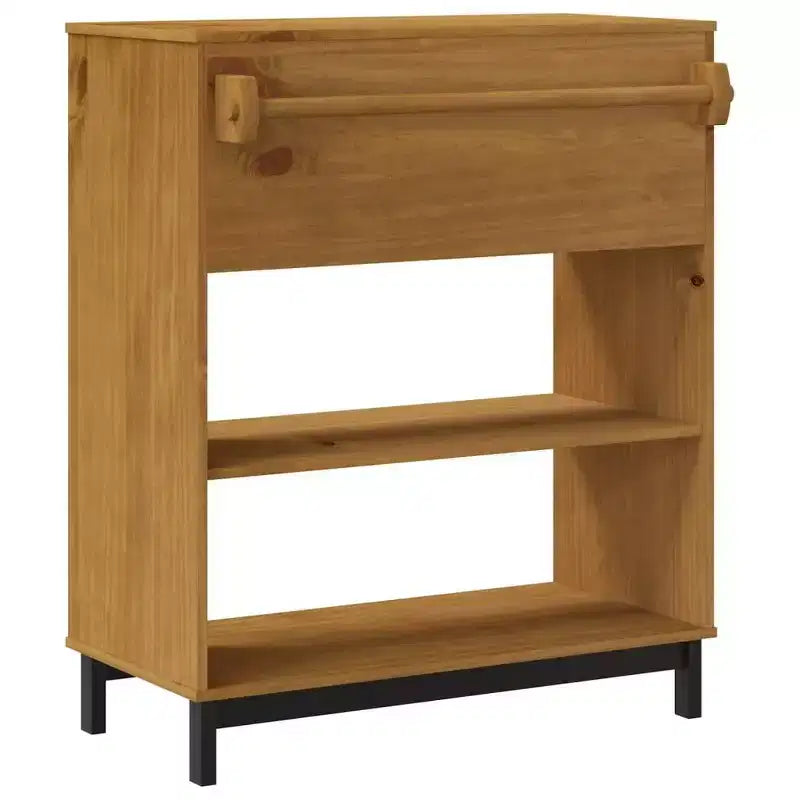Tavolo da Bar Rettangolare 92x45x110 cm, Tavolo da Pub in Legno Massello di Pino Marrone con Contenitore