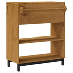 Tavolo da Bar Rettangolare 92x45x110 cm, Tavolo da Pub in Legno Massello di Pino Marrone con Contenitore