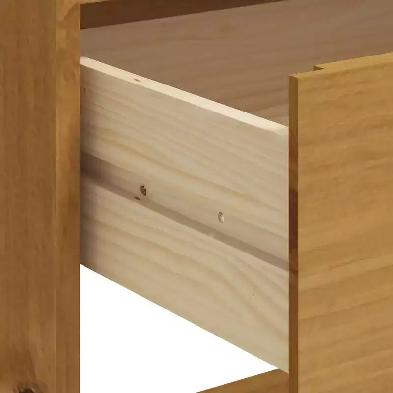 Tavolo da Bar Rettangolare 92x45x110 cm, Tavolo da Pub in Legno Massello di Pino Marrone con Contenitore