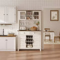 Dispensa da cucina alta 183 cm con 4 ante e 2 cassetti, portabottiglie, ripiano regolabile, bancone bar per caffè e vino