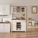 Dispensa da cucina alta 183 cm con 4 ante e 2 cassetti, portabottiglie, ripiano regolabile, bancone bar per caffè e vino