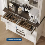 Dispensa da cucina alta 183 cm con 4 ante e 2 cassetti, portabottiglie, ripiano regolabile, bancone bar per caffè e vino