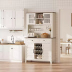 Dispensa da cucina alta 183 cm con 4 ante e 2 cassetti, portabottiglie, ripiano regolabile, bancone bar per caffè e vino