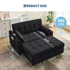 Divano letto convertibile 3-in-1, divano in velluto a coste con letto estraibile, schienale regolabile e porta di ricarica