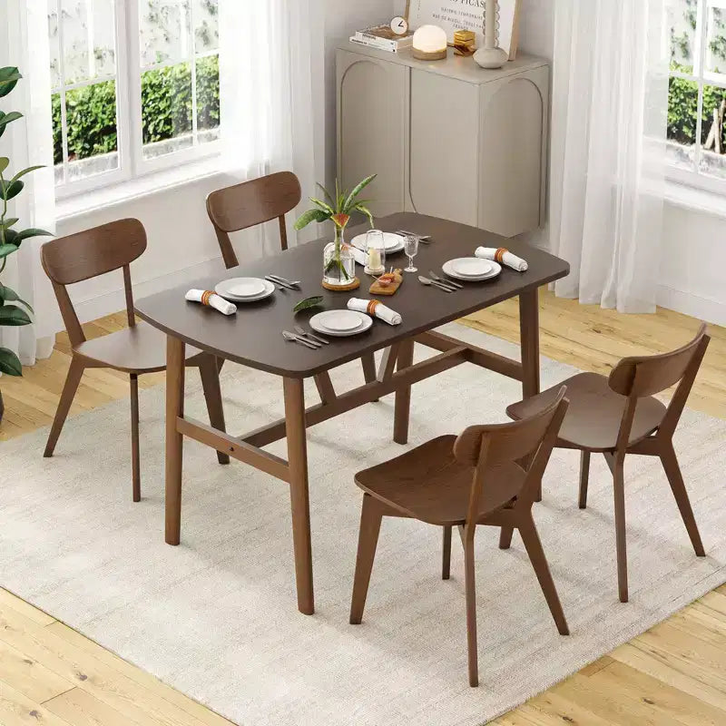 PexFix 47 Dining Table for 4-6 Person Wood Kitchen Table Modern Dinner Table with Sturdy Metal Frame for Dining Room Kitchen Dark Walnut