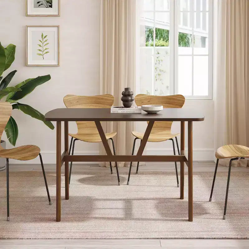 Tavolo da pranzo da 120 cm per 4-6 persone, tavolo da cucina in legno con robusta struttura in metallo, noce scuro