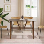 Tavolo da pranzo da 120 cm per 4-6 persone, tavolo da cucina in legno con robusta struttura in metallo, noce scuro