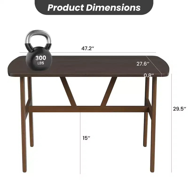 Tavolo da pranzo da 120 cm per 4-6 persone, tavolo da cucina in legno con robusta struttura in metallo, noce scuro