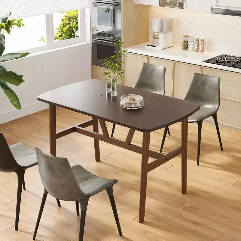 Tavolo da pranzo da 120 cm per 4-6 persone, tavolo da cucina in legno con robusta struttura in metallo, noce scuro