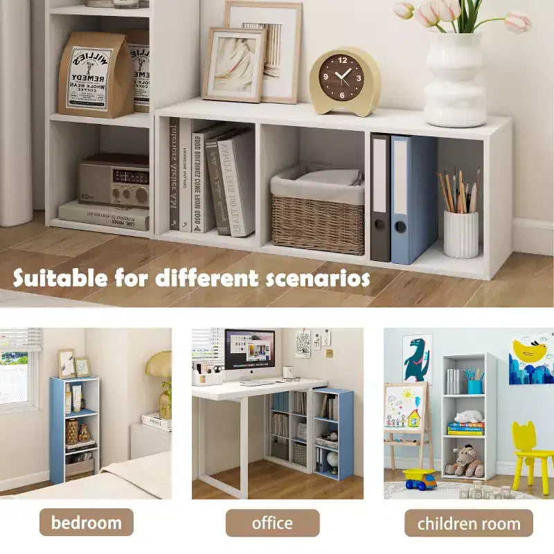 Scaffale decorativo a 3 cubi, libreria aperta, organizer per giocattoli, orizzontale o verticale