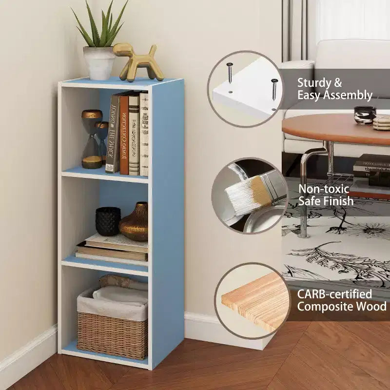 Scaffale decorativo a 3 cubi, libreria aperta, organizer per giocattoli, orizzontale o verticale
